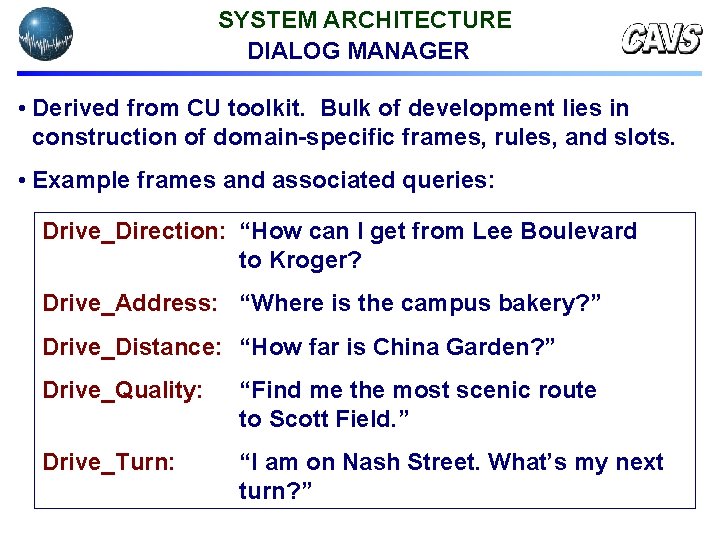 EUROSPEECH 2003 DIALOG SYSTEMS FOR AUTOMOTIVE ENVIRONMENTS Presenter