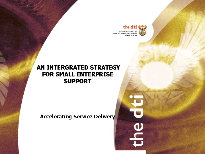 AN INTERGRATED STRATEGY FOR SMALL ENTERPRISE SUPPORT Accelerating Service Delivery 