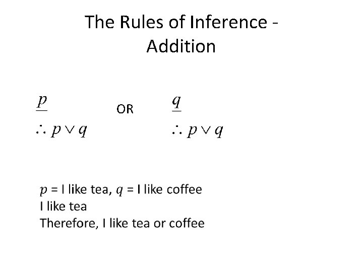 The Rules of Inference Addition OR 