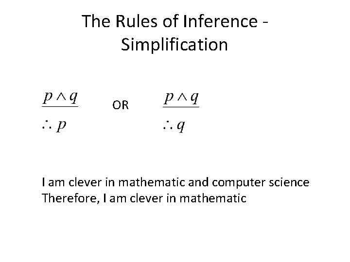 The Rules of Inference Simplification OR I am clever in mathematic and computer science