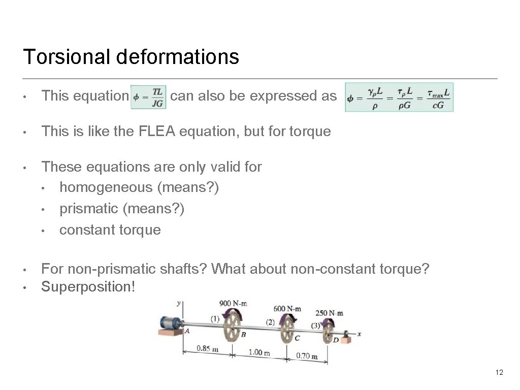 Torsional deformations • This equation • This is like the FLEA equation, but for