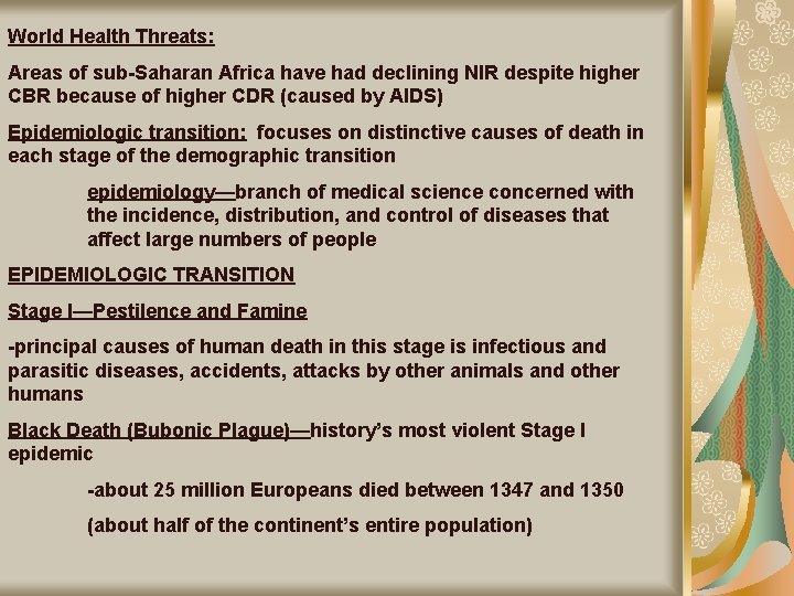 World Health Threats: Areas of sub-Saharan Africa have had declining NIR despite higher CBR