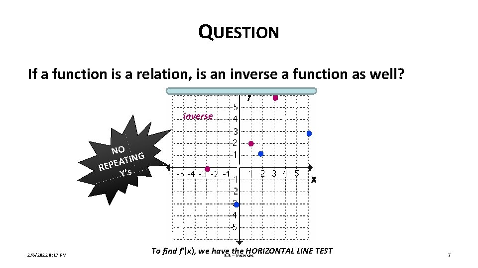 QUESTION If a function is a relation, is an inverse a function as well?