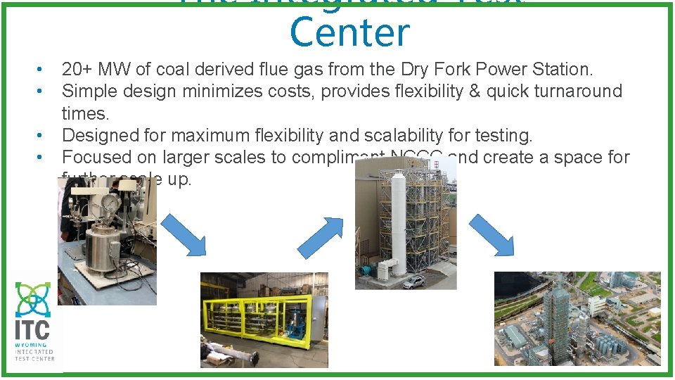 The Integrated Test Center • • 20+ MW of coal derived flue gas from
