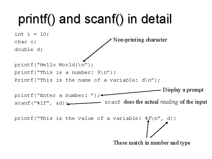 IO with scanfprintf IO stands for InputOutput In