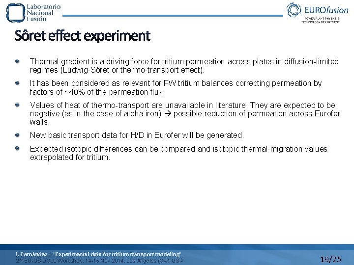 Sôret effect experiment Thermal gradient is a driving force for tritium permeation across plates