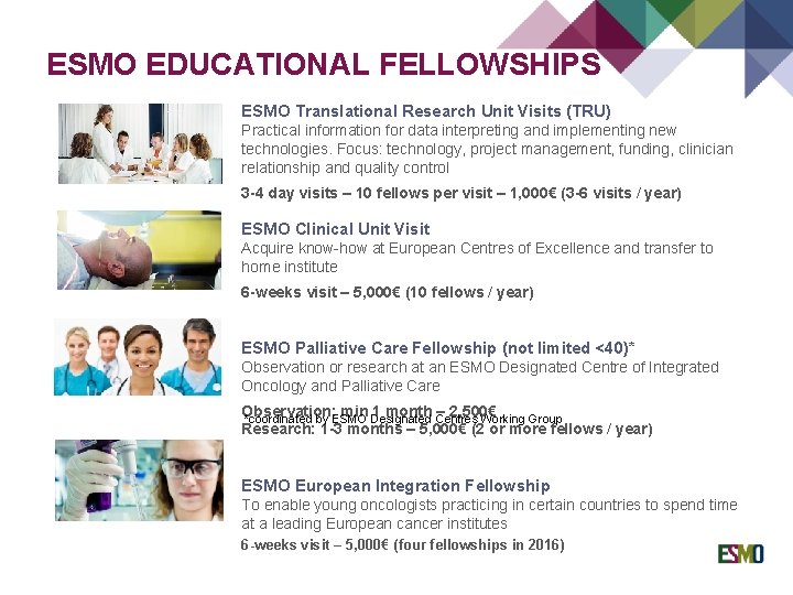 ESMO EDUCATIONAL FELLOWSHIPS ESMO Translational Research Unit Visits (TRU) Practical information for data interpreting