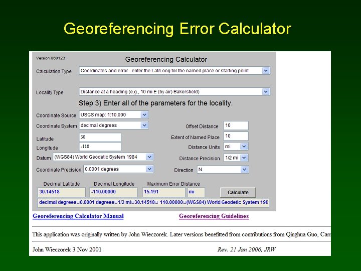 Georeferencing Error Calculator 