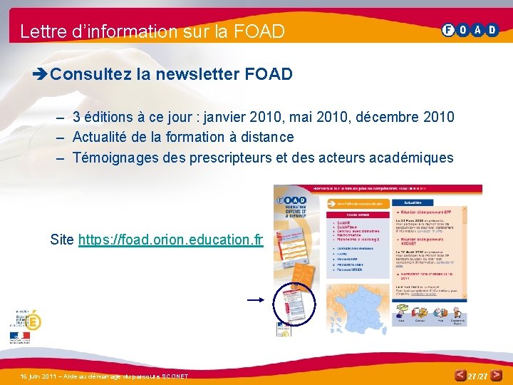 Lettre d’information sur la FOAD è Consultez la newsletter FOAD – 3 éditions à