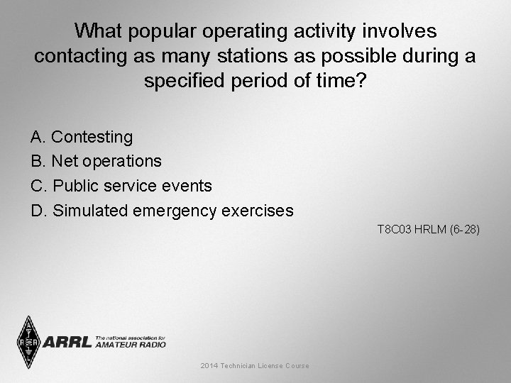 What popular operating activity involves contacting as many stations as possible during a specified