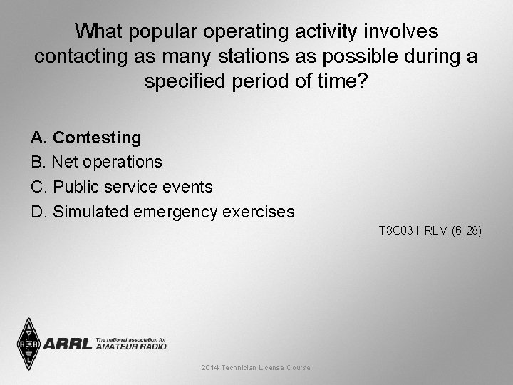 What popular operating activity involves contacting as many stations as possible during a specified