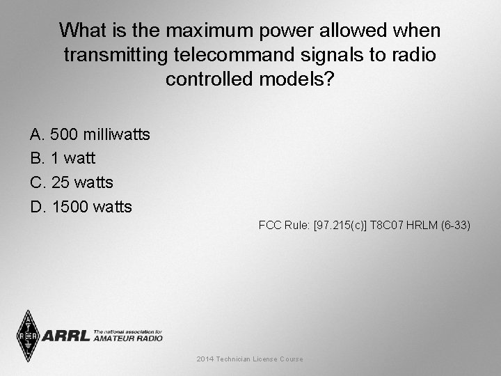 What is the maximum power allowed when transmitting telecommand signals to radio controlled models?