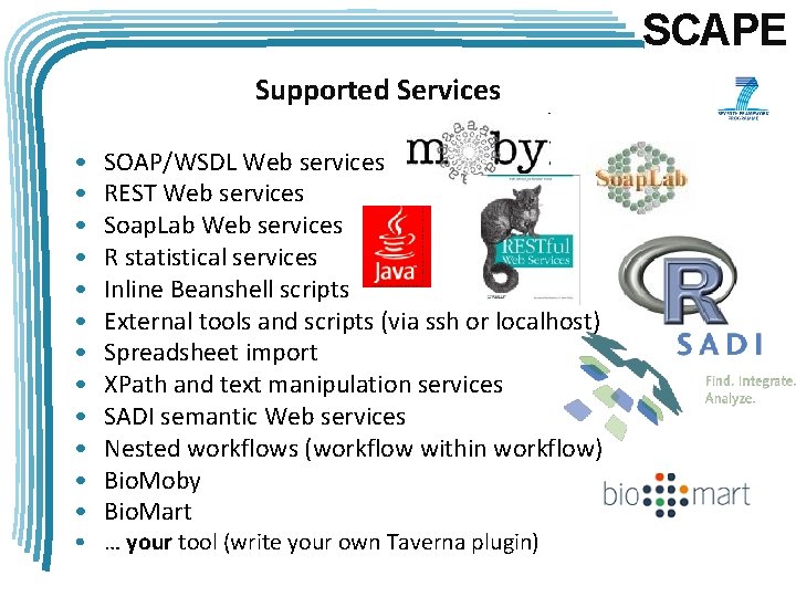 SCAPE Supported Services • • • SOAP/WSDL Web services REST Web services Soap. Lab