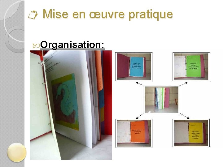  Mise en œuvre pratique Organisation: 