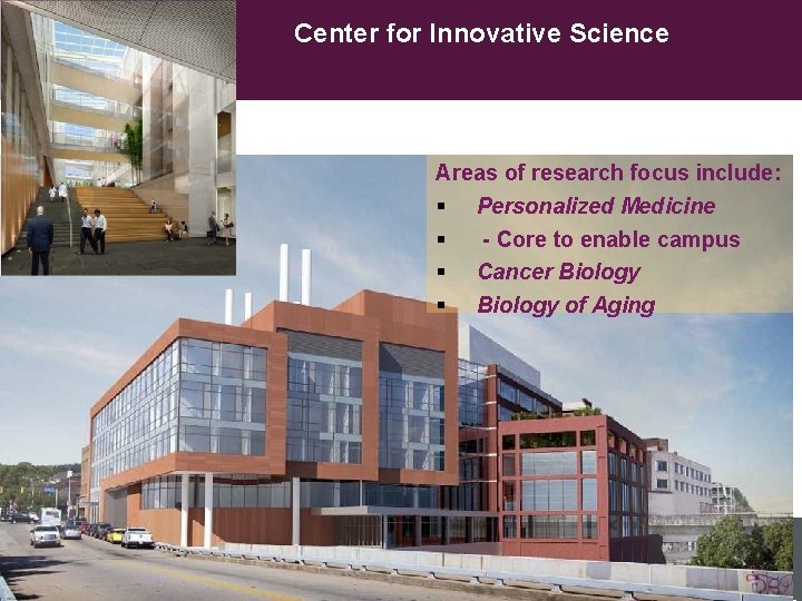 Center for Innovative Science Areas of research focus include: § Personalized Medicine § -