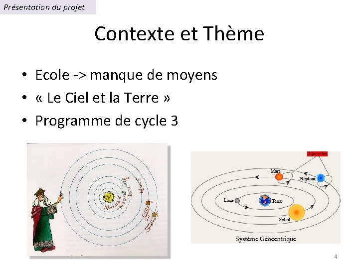 Présentation du projet Contexte et Thème • Ecole -> manque de moyens • «