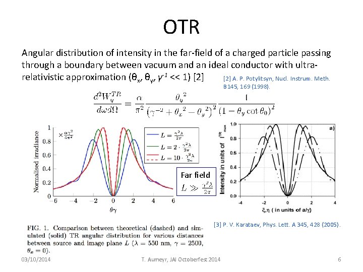 OTR Angular distribution of intensity in the far-field of a charged particle passing through