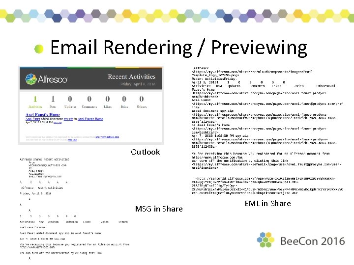 Email Rendering / Previewing Outlook MSG in Share EML in Share 
