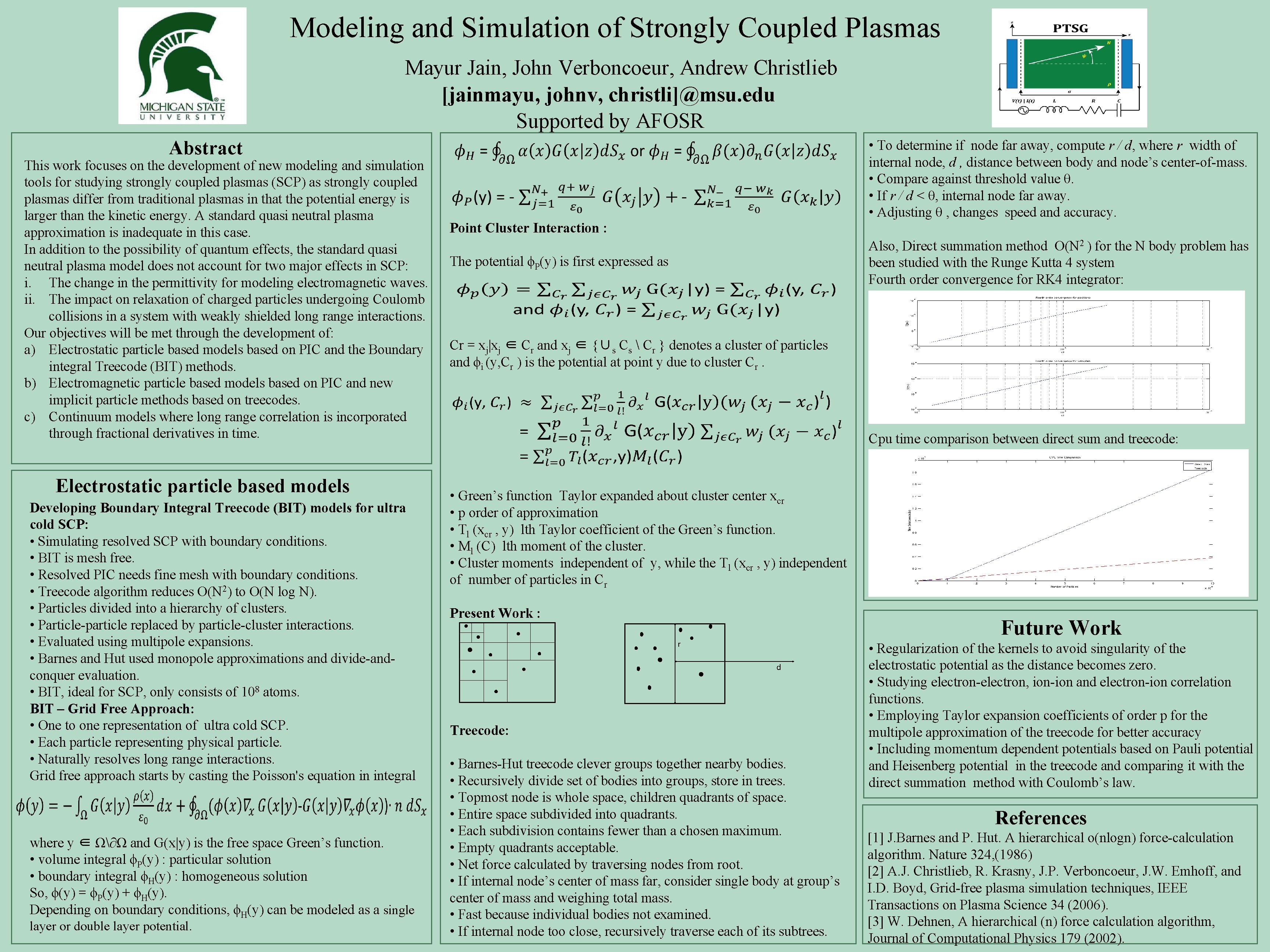 Modeling and Simulation of Strongly Coupled Plasmas Mayur Jain, John Verboncoeur, Andrew Christlieb [jainmayu,
