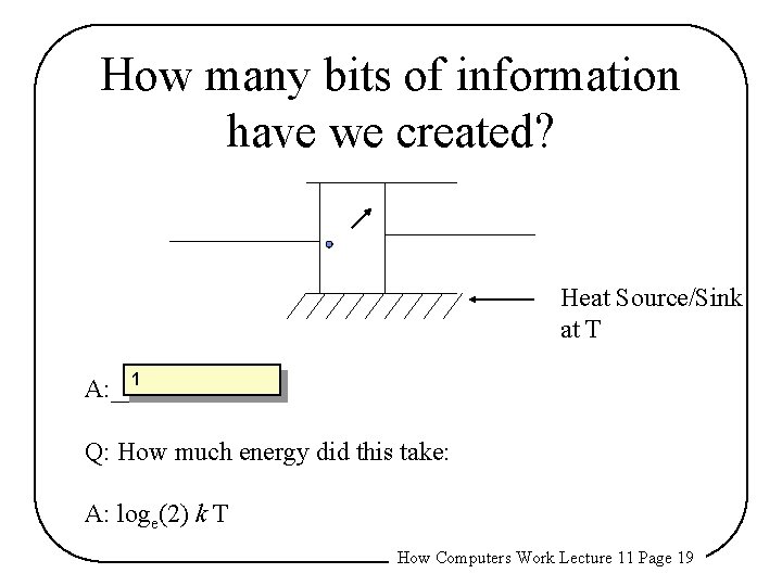 How many bits of information have we created? Heat Source/Sink at T 1 A:
