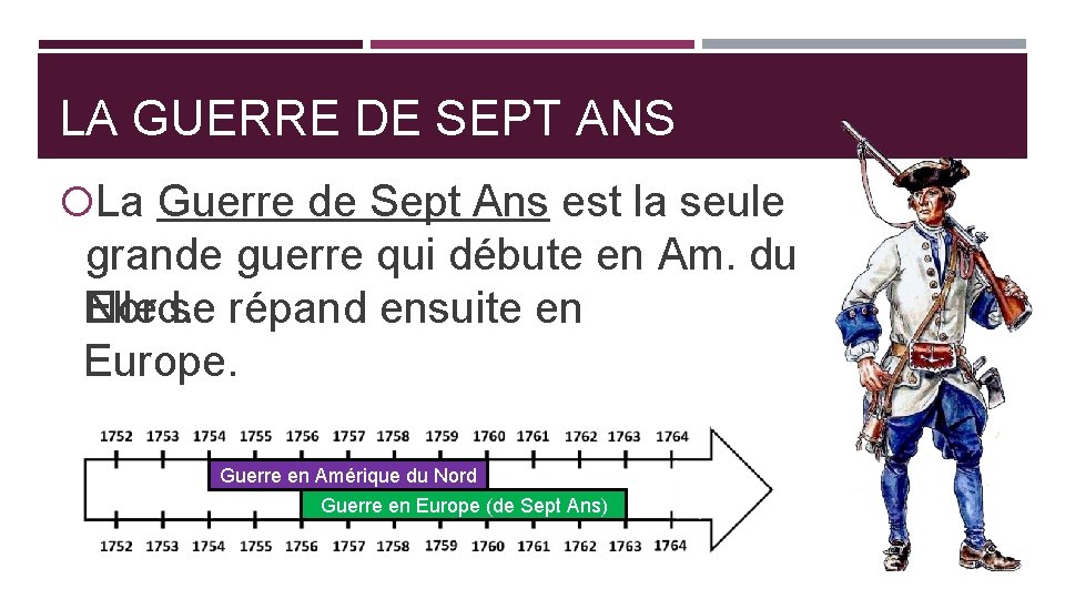 LA GUERRE DE SEPT ANS La Guerre de Sept Ans est la seule grande