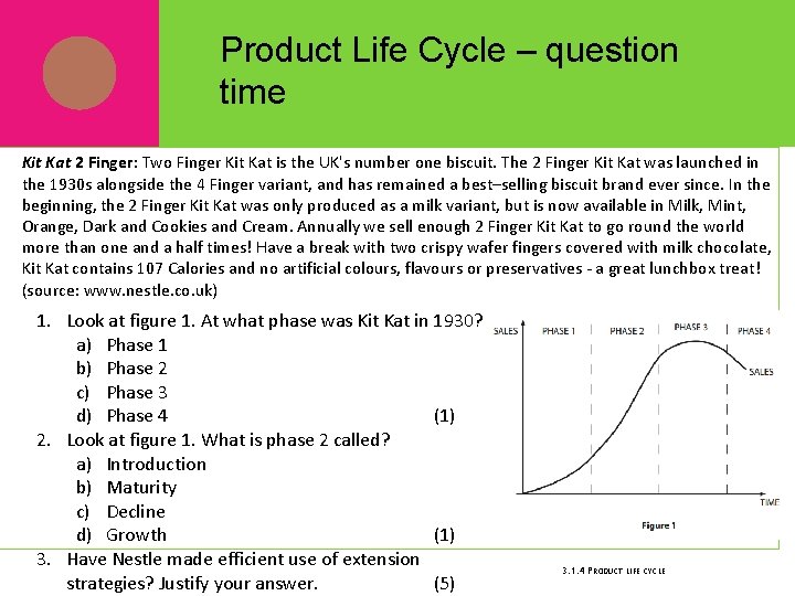 Product Life Cycle – question time Kit Kat 2 Finger: Two Finger Kit Kat