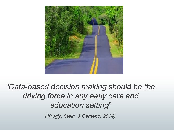 “Data-based decision making should be the driving force in any early care and education