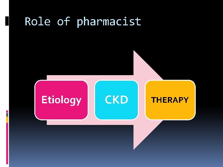 Role of pharmacist Etiology CKD THERAPY 