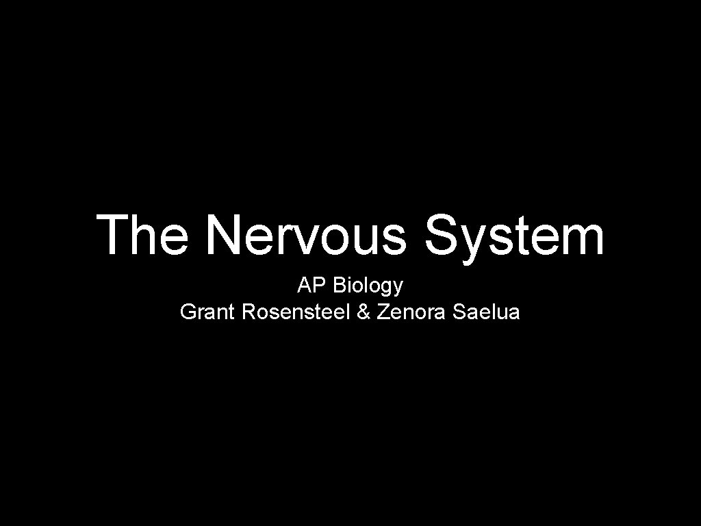 The Nervous System AP Biology Grant Rosensteel & Zenora Saelua 