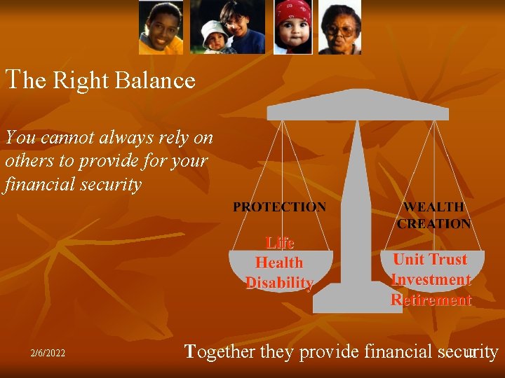 The Right Balance You cannot always rely on others to provide for your financial