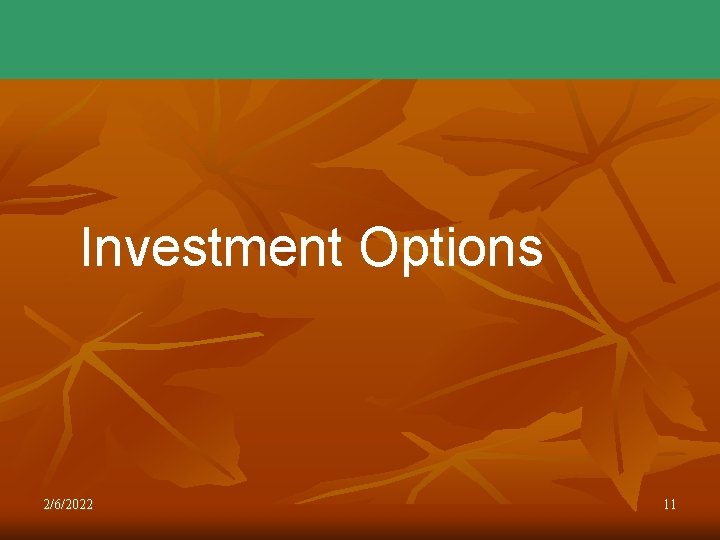 Investment Options 2/6/2022 11 