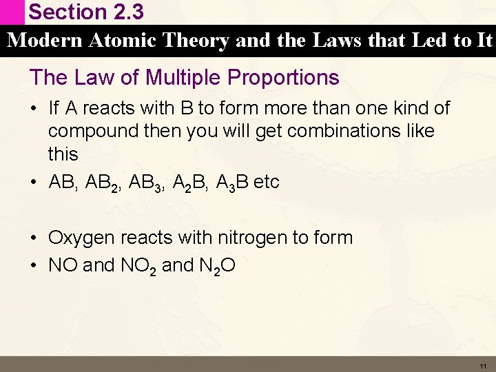 Section 2. 3 Modern Atomic Theory and the Laws that Led to It The