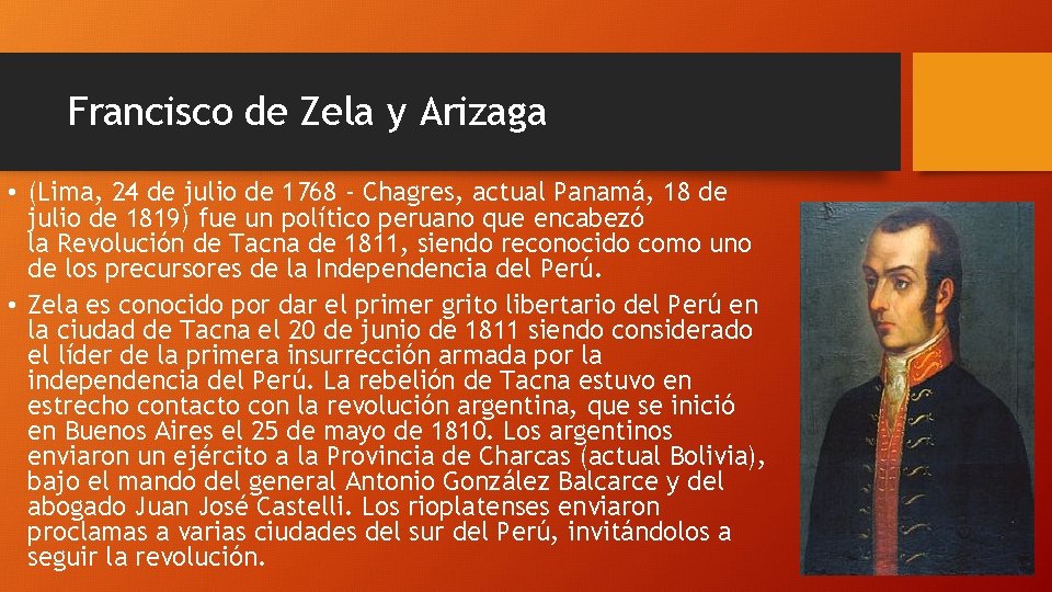 Francisco de Zela y Arizaga • (Lima, 24 de julio de 1768 - Chagres,
