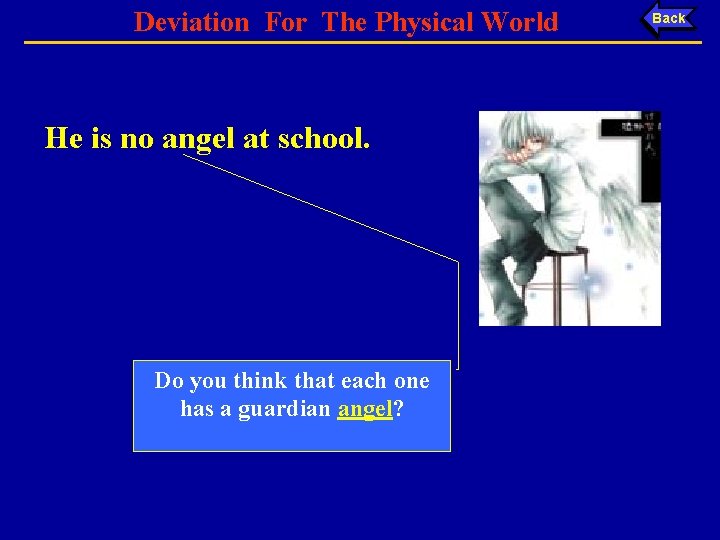 Deviation For The Physical World He is no angel at school. Do you think