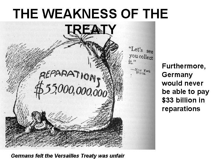 THE WEAKNESS OF THE TREATY Furthermore, Germany would never be able to pay $33