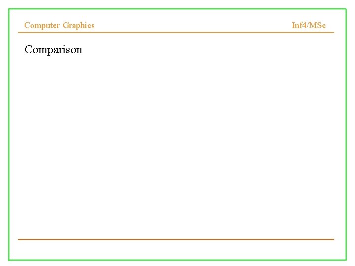 Computer Graphics Comparison Inf 4/MSc 