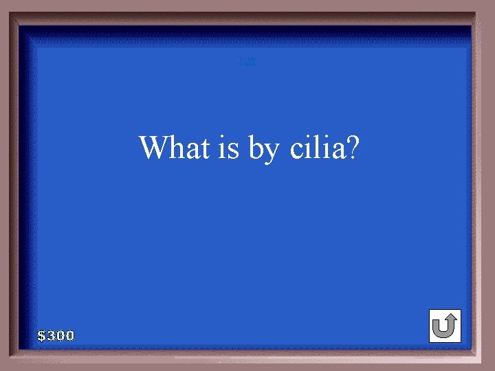 1 - 100 4 -300 A What is by cilia? 1 - 100 4 -300 A What is by cilia?