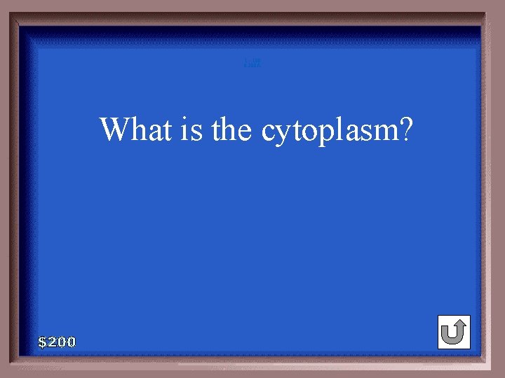 1 - 100 6 -200 A What is the cytoplasm? 1 - 100 6 -200 A What is the cytoplasm?