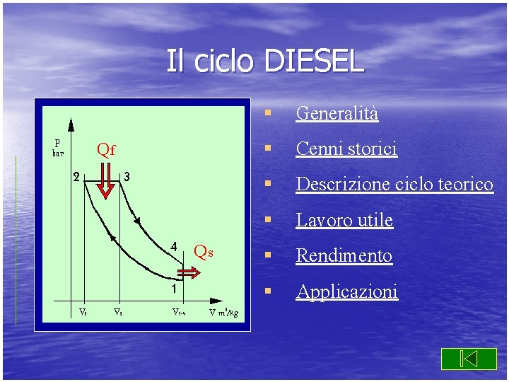 Il ciclo DIESEL § Generalità § Cenni storici § Descrizione ciclo teorico § Lavoro