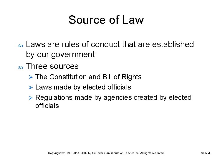 Source of Laws are rules of conduct that are established by our government Three