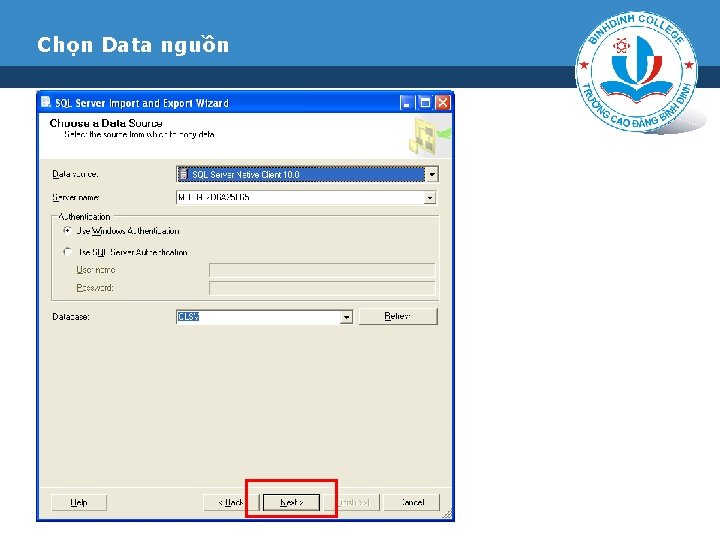 Chọn Data nguồn 