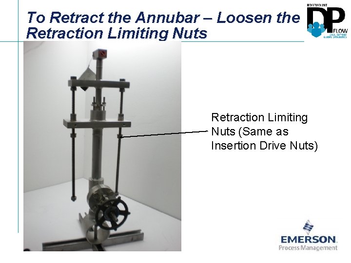 To Retract the Annubar – Loosen the Retraction Limiting Nuts (Same as Insertion Drive