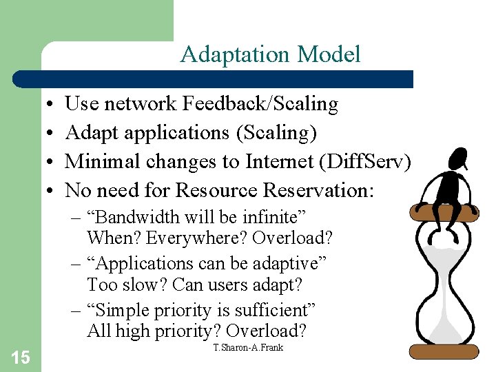 Adaptation Model • • Use network Feedback/Scaling Adapt applications (Scaling) Minimal changes to Internet