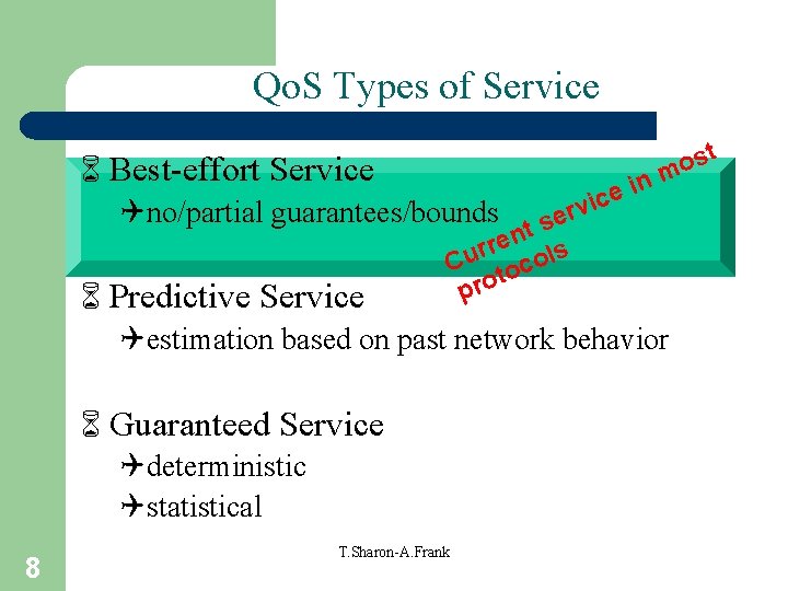 Qo. S Types of Service 6 Best-effort Service v r e s t n