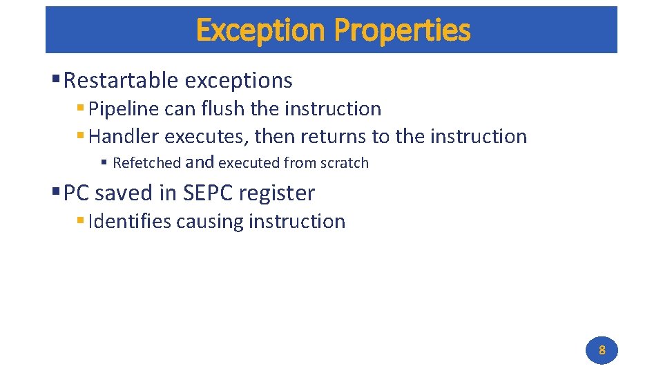Computer Architecture and Operating Systems Lecture 10 Exceptions
