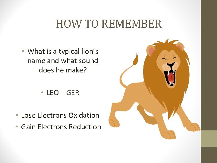 HOW TO REMEMBER • What is a typical lion’s name and what sound does