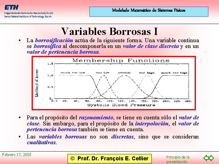 Modelado Matemático de Sistemas Físicos Variables Borrosas I • La borrosificación actúa de la