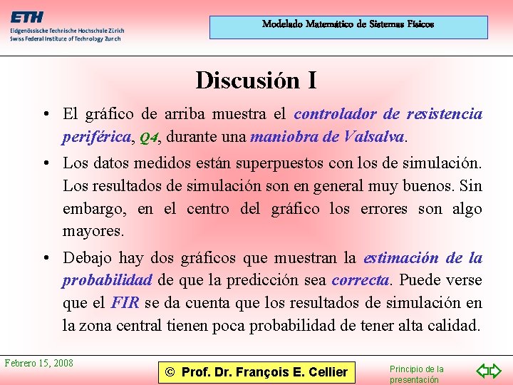 Modelado Matemático de Sistemas Físicos Discusión I • El gráfico de arriba muestra el