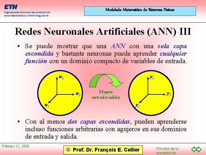 Modelado Matemático de Sistemas Físicos Redes Neuronales Artificiales (ANN) III • Se puede mostrar