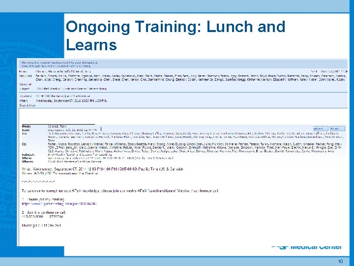 Ongoing Training: Lunch and Learns 10 